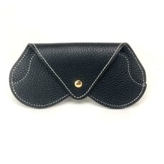 WHRF Italian Leather Glasses Case with Carabiner-Nero