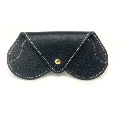 WHRF Italian Leather Glasses Case with Carabiner-Nero