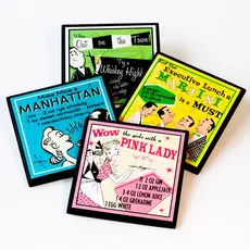 WHCR- Retro Cocktail Hour Recipe Coaster Set
