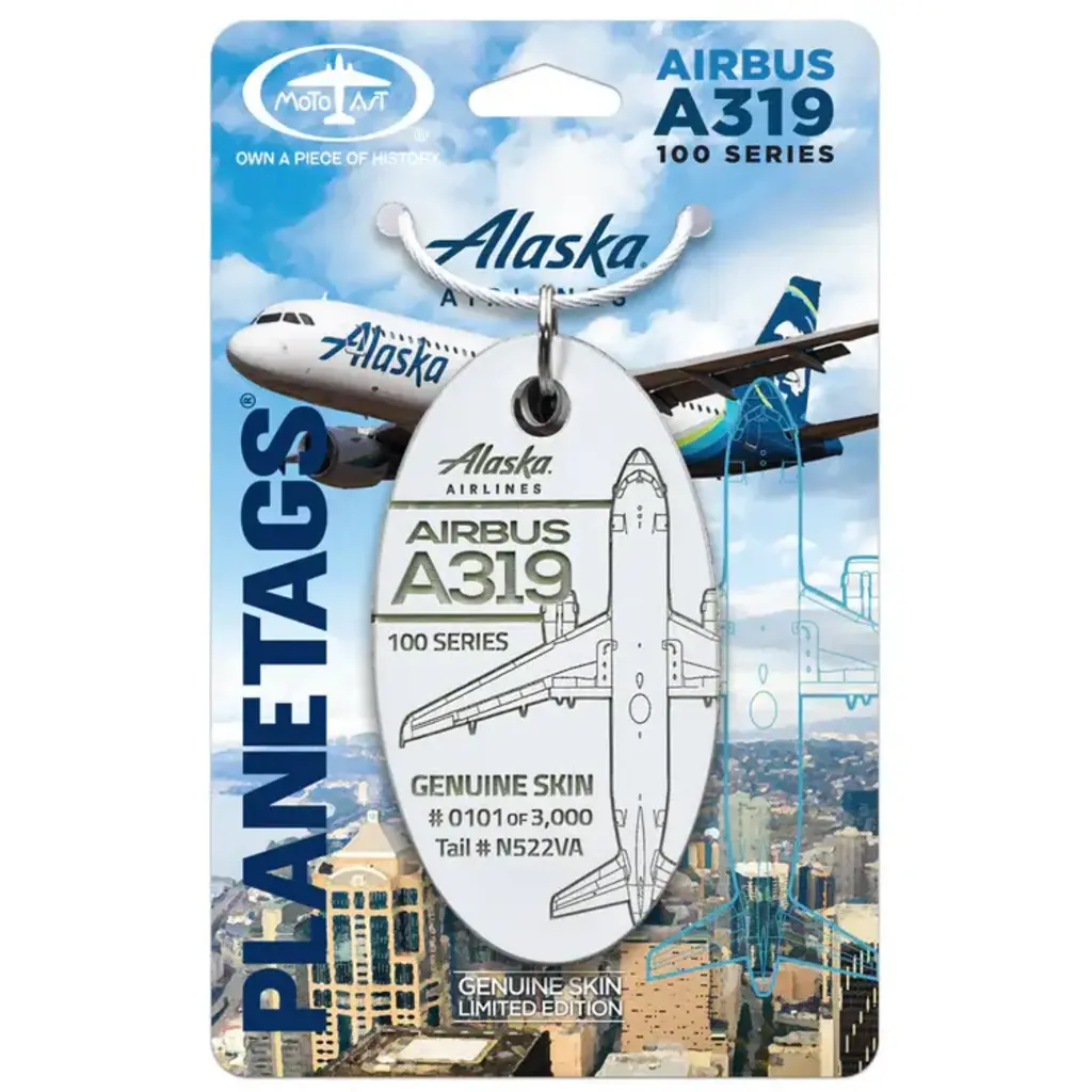 Plane Tag Alaska Airbus A319 White