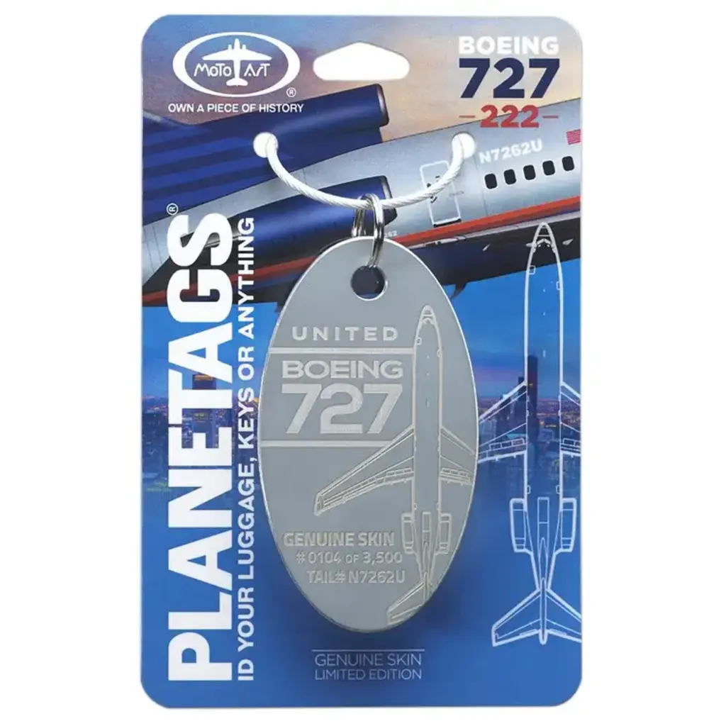Plane Tag United Boeing 727-222 Grey
