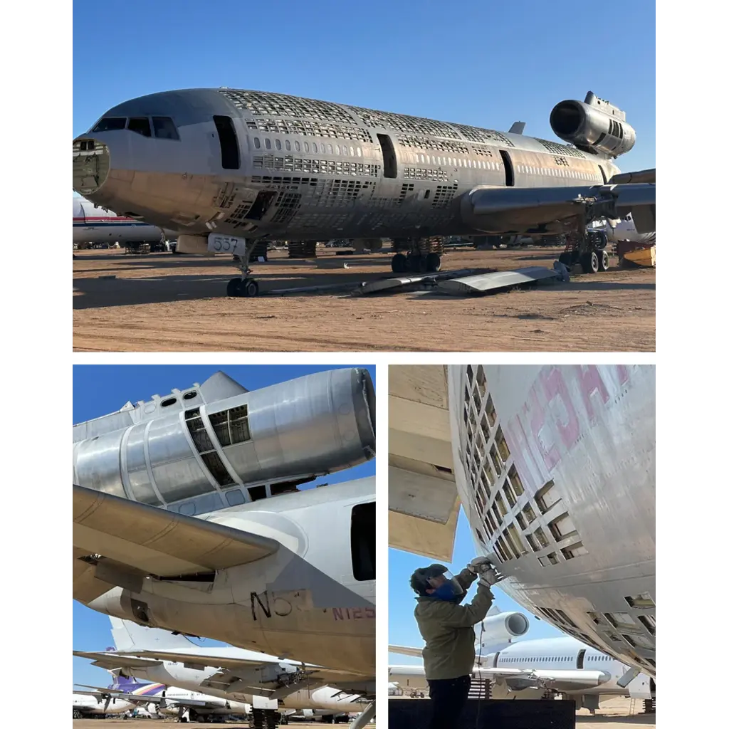 Plane Tag American DC-10  Polished Metal