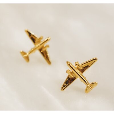 WHDB- Airplane Stud Earrings in Gold
