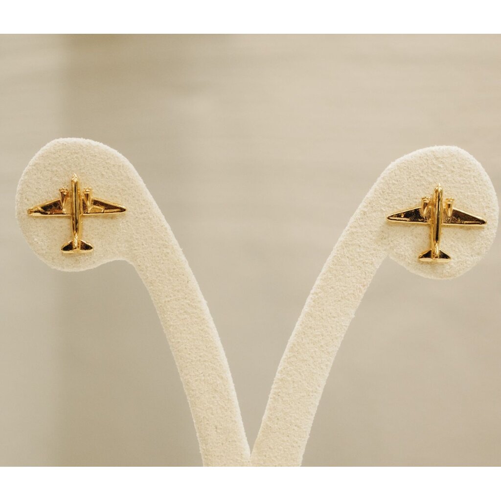 WHDB-  Airplane Stud Earrings in Gold