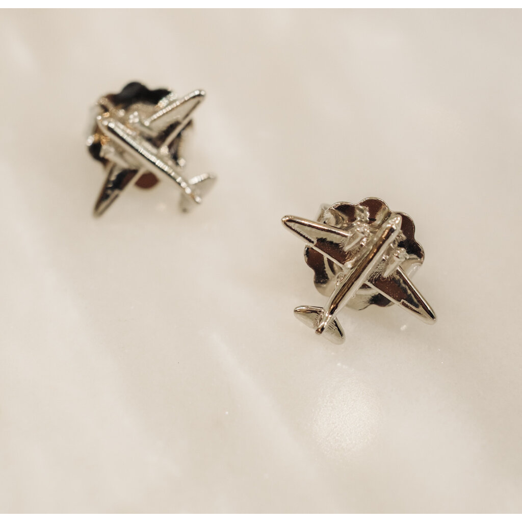 WHDB- Airplane Stud Earrings in Silver