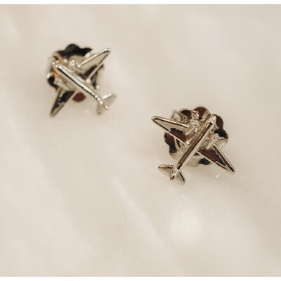 WHDB- Airplane Stud Earrings in Silver