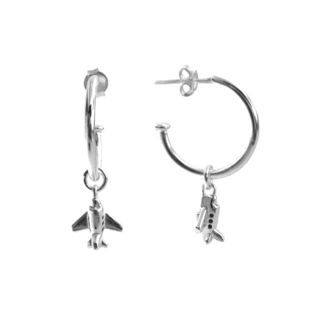 First Class Silver Hoop Charm Earrings