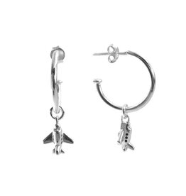 First Class Silver Hoop Charm Earrings