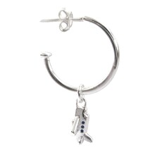 First Class Silver Hoop Charm Earrings