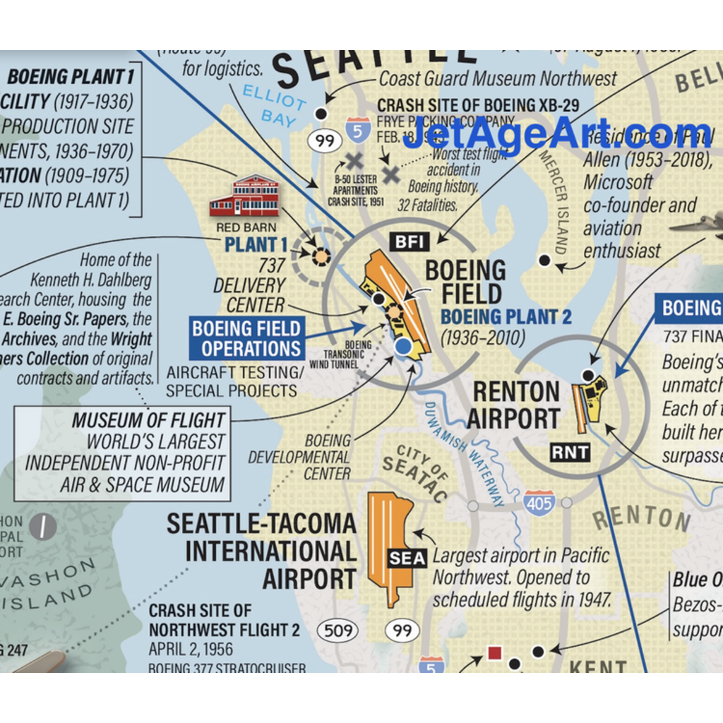 WHJAA Boeing and Seattle Aviation History Art Print