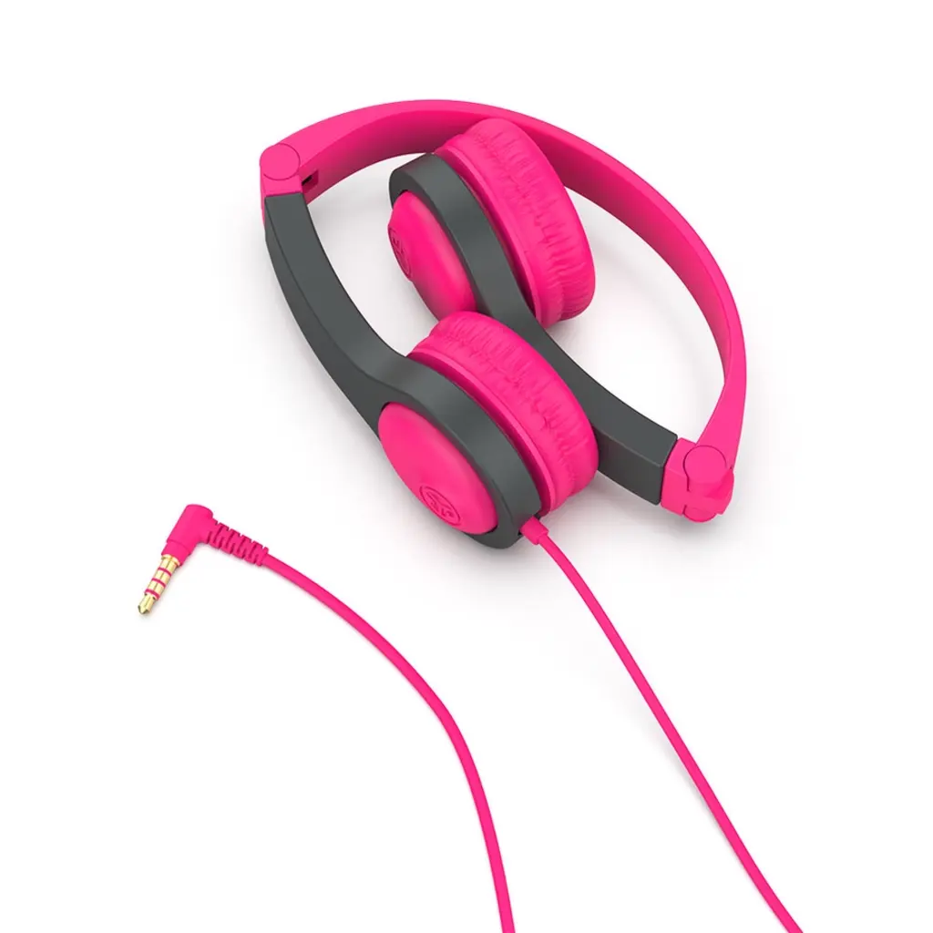 WHJLB- JBuddies Folding On-Ear Kids Wired Headphones Pink/Grey