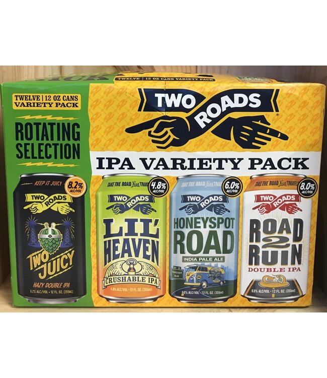Two Roads IPA Variety Pack 12oz can 12pk