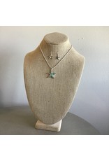 Mint Sea Opal Starfish Necklace & Earring Set N1738MT