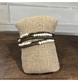 Hematite Pearl Stretch Bracelet Set B1605H