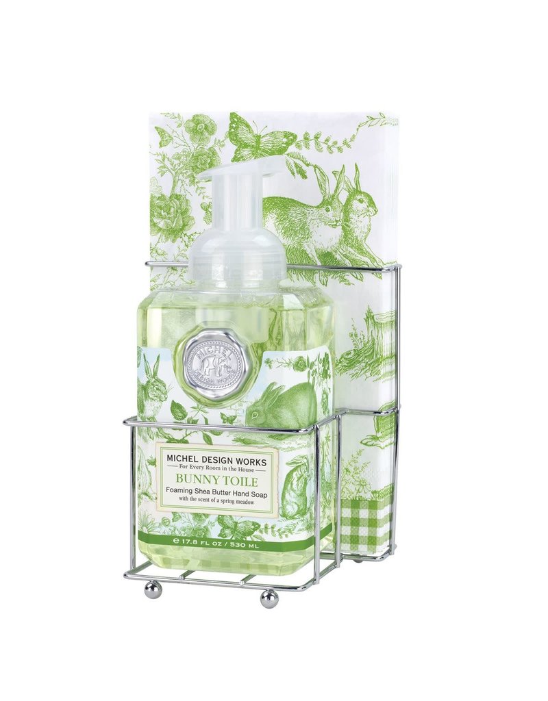 Bunny toile foaming soap napkin set