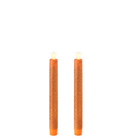 Taper Candle Set/2 Glittered Orange 8” 36043