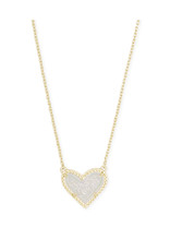 KENDRA SCOTT Ari heart short pendant gold iridscnt drusy 4217704861