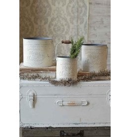 Merry Christmas Pail Cream 8.5x8 QC92633L
