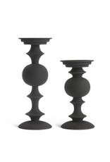 Black matte metal candlestick 13" L