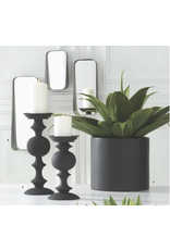 Black matte metal candlestick 13" L