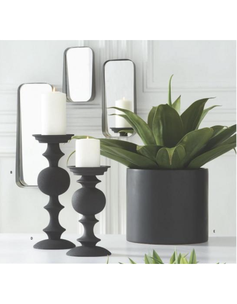 Black matte metal candlestick 13" L