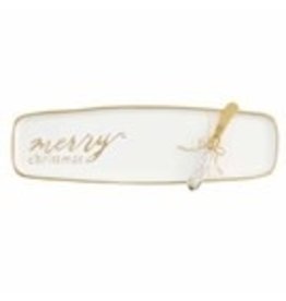 Merry Christmas Gold  Enamel Tray Set 5.25”x18” - 40700290M