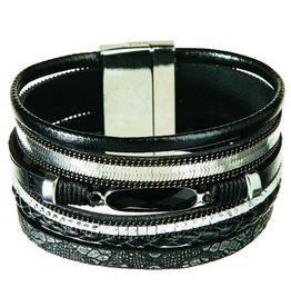Black Stone Magnetic Cuff Bracelet MB11