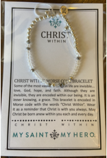 MY SAINT MY HERO Christ within morse code gold bracelet