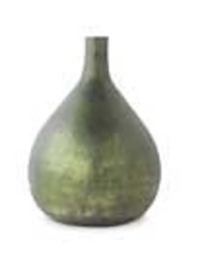 19.5" antique olive green long neck vase