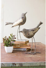 Rustic grey metal bird 13" che1079