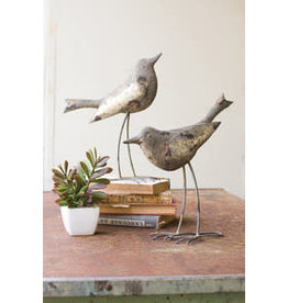 Rustic grey metal bird 13" che1079