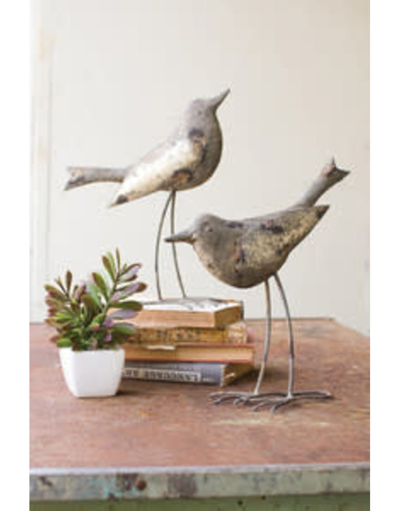 Rustic grey metal bird 13" che1079