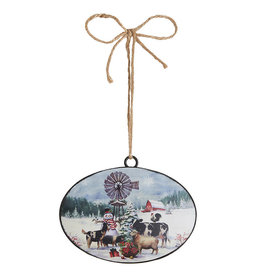 3915974 6” Snowman on the Farm Disc Ornament