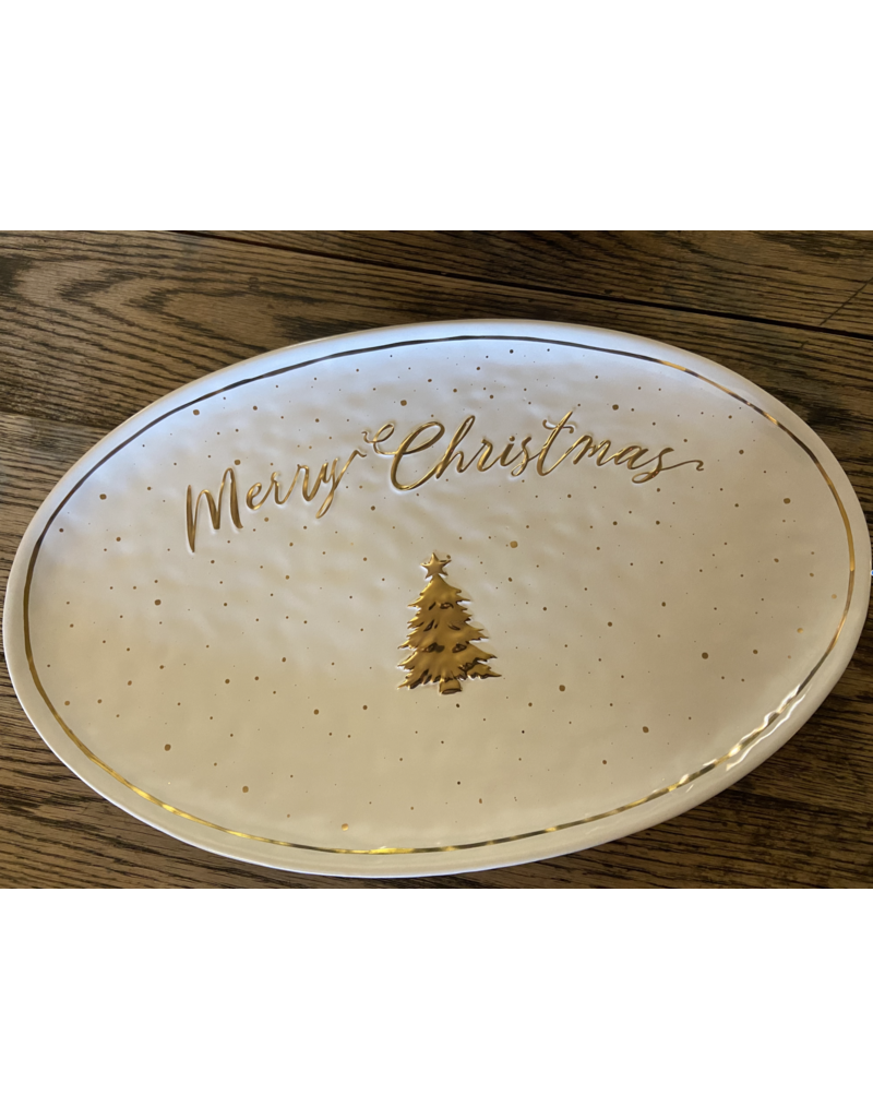 gold tree Christmas platter