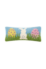 Bunny & Eggs hooked pillow 12x5" 30tg437c050b