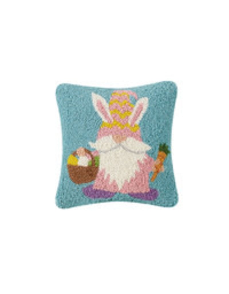 Bunny gnome hooked pillow 10x10"