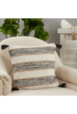 SARO Striped Tassel Pillow (black/white) 20" square 5285