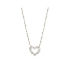 KENDRA SCOTT Ari heart crystal pendant necklace rhod white