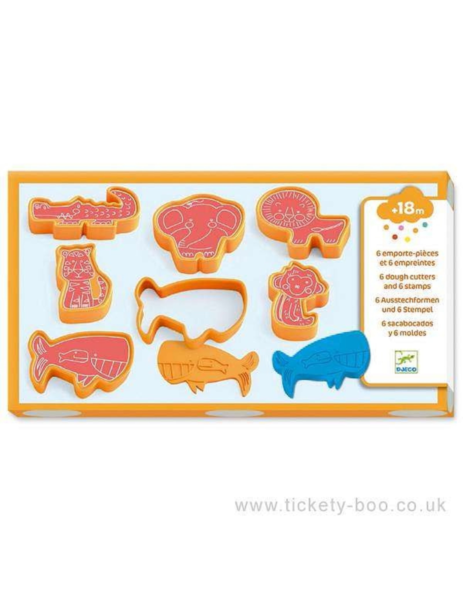 Djeco Modelling Clay 6 Cookie Cutters 6 Stamps Wild Animals