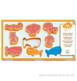 Djeco Modelling Clay 6 Cookie Cutters 6 Stamps Wild Animals