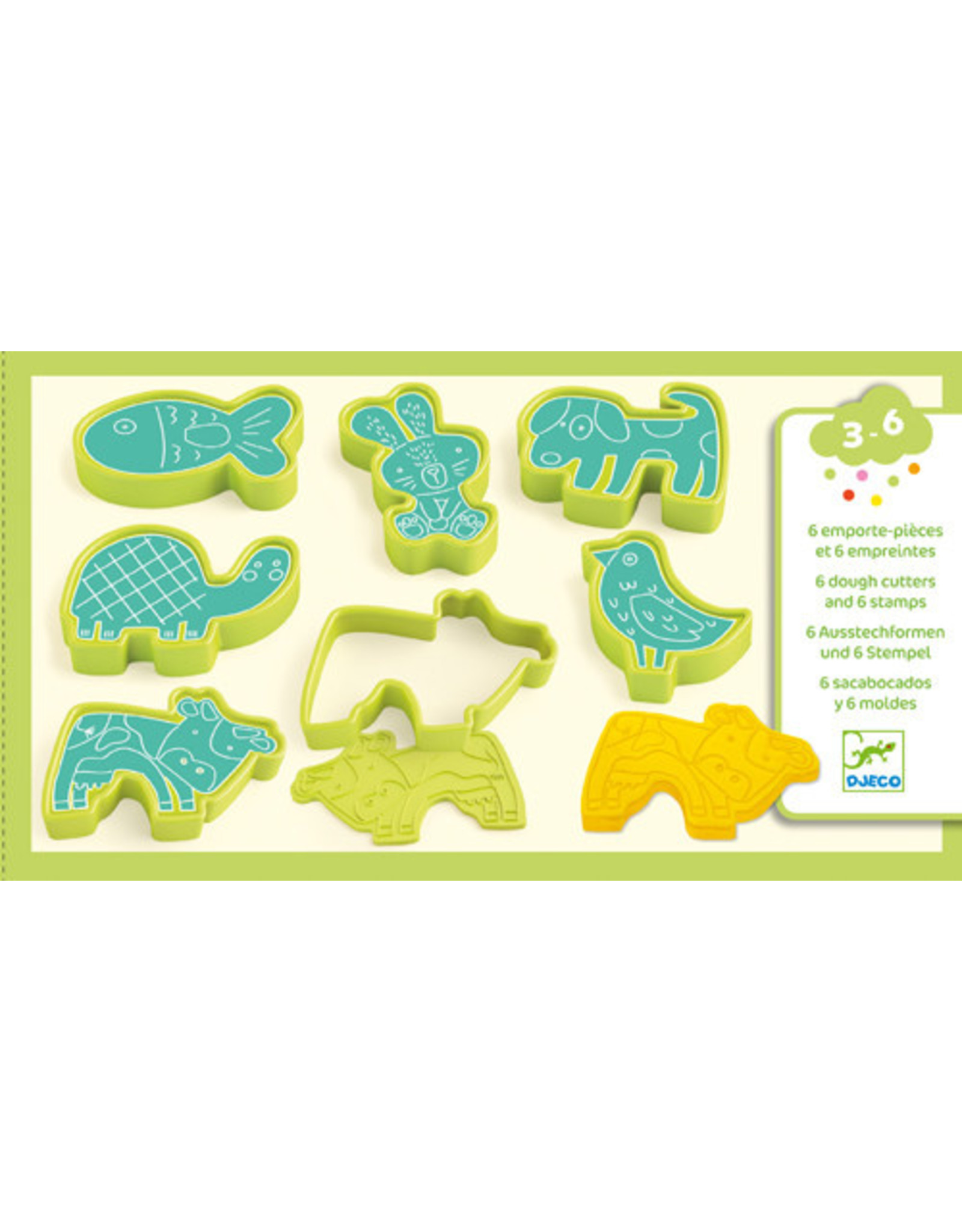Djeco Modelling Clay 6 Cookie Cutters 6 Stamps Pet Animals