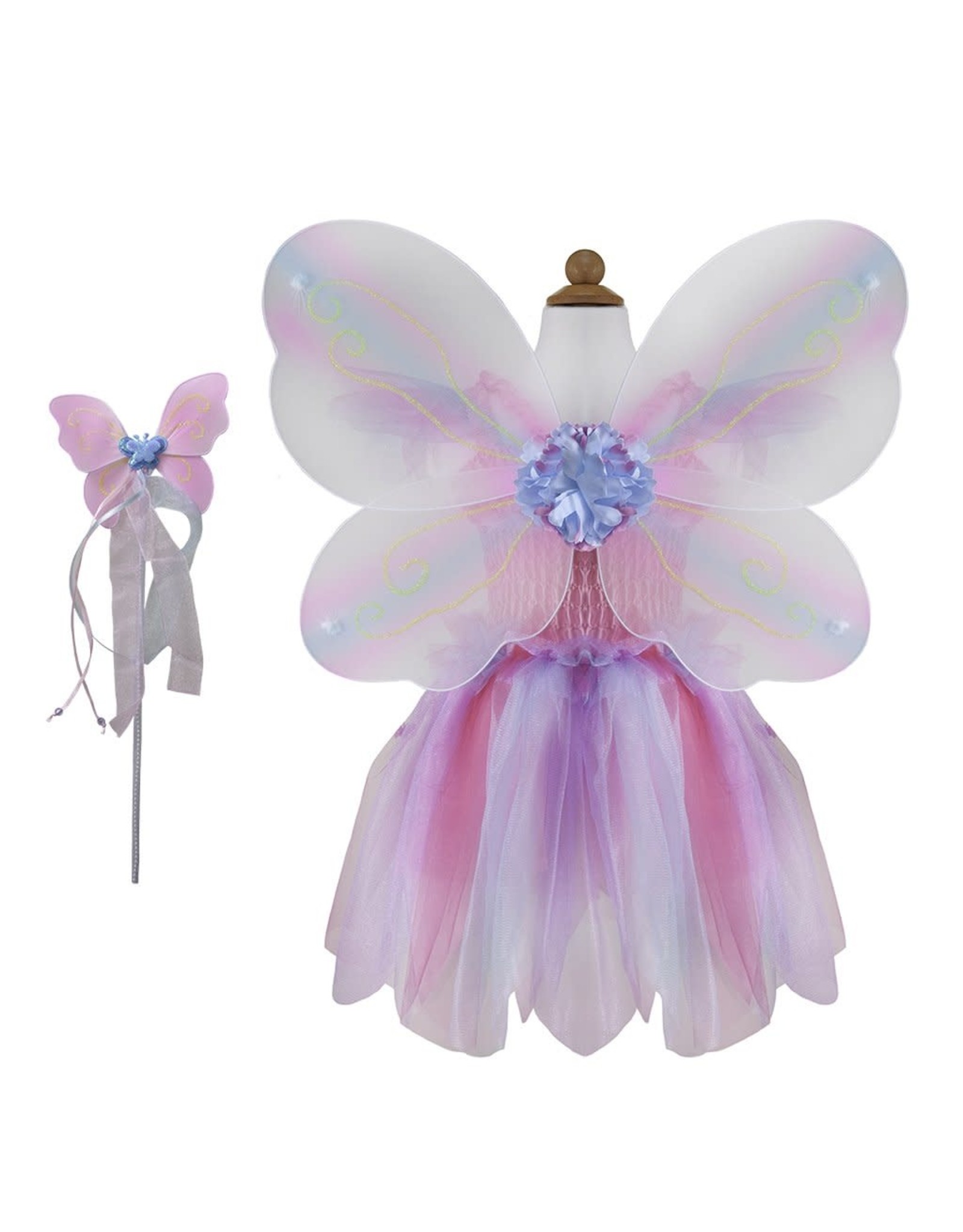 Great Pretenders Butterfly Dress with Wings & Wand, Pink/Multi, Size 5-6