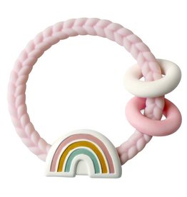 Itzy Ritzy Silicone Teether Rattle, Rainbow Pink