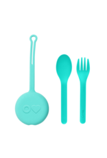 OmieLife Fork, Spoon & Pod Set, Mint Green