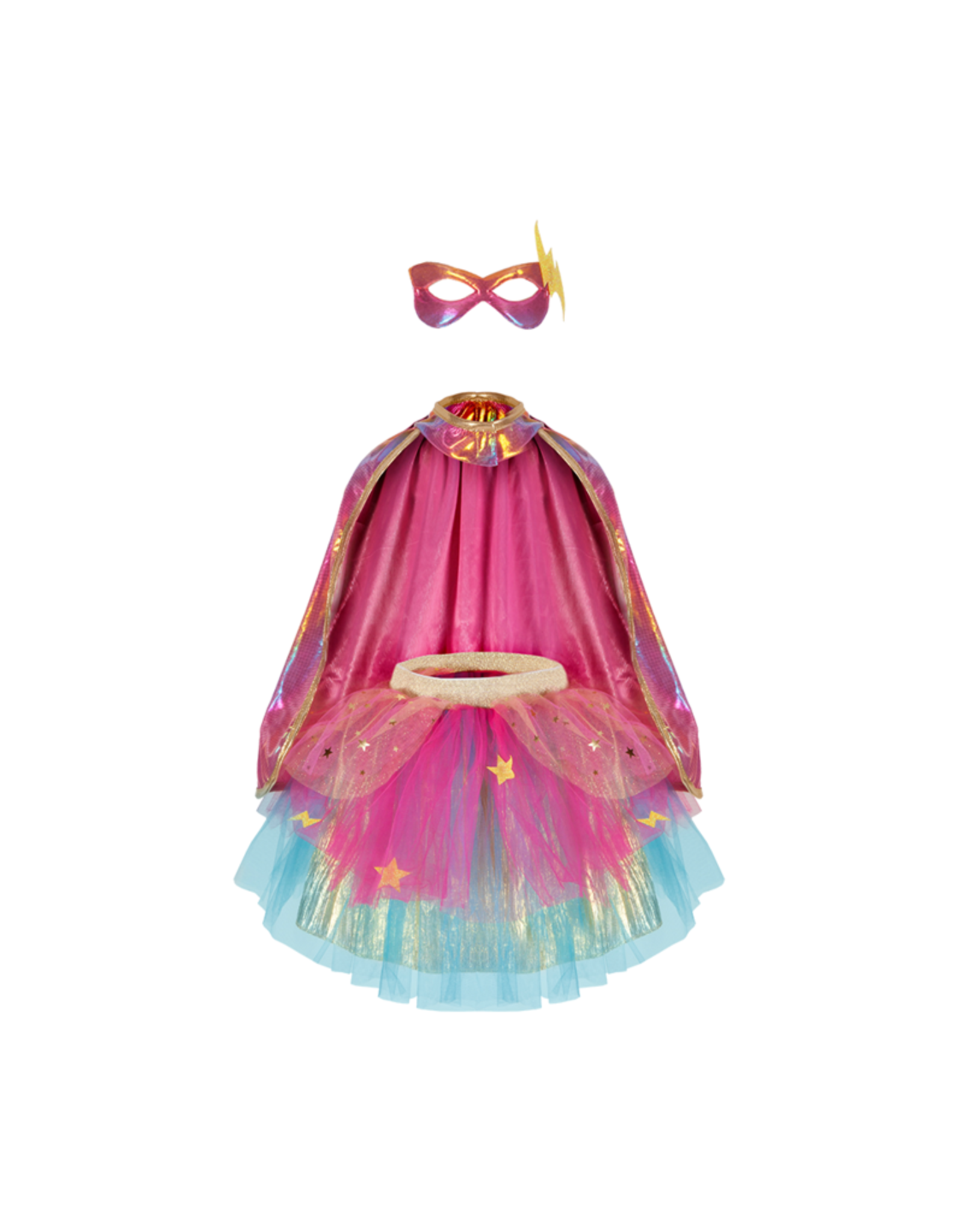 Great Pretenders Super-Duper Tutu Cape and Mask Rainbow Pastel Size 4-6
