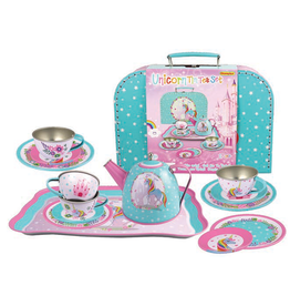 Playwell Unicorn Tin Tea Set In Carry Case