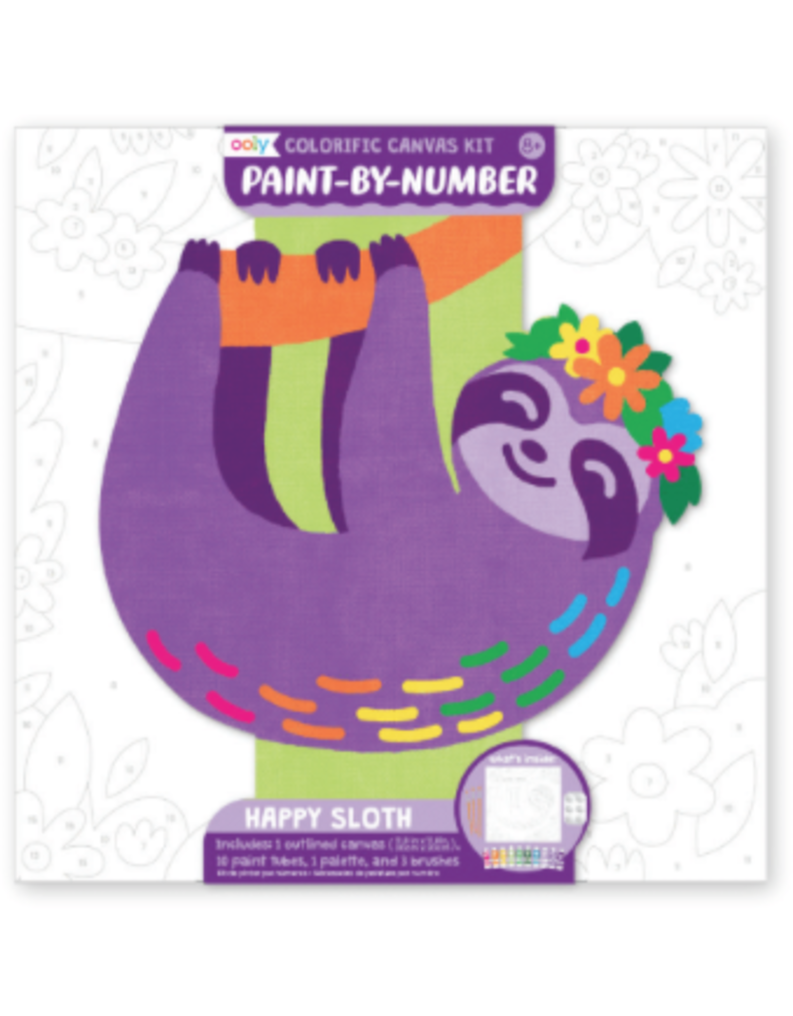 Ooly Colourific Canvas Kit Paint By Number, Happy Sloth