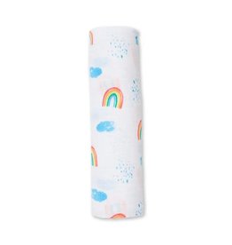Lulujo Baby Lulujo Swaddle Blanket Muslin Cotton Rainbow Sky