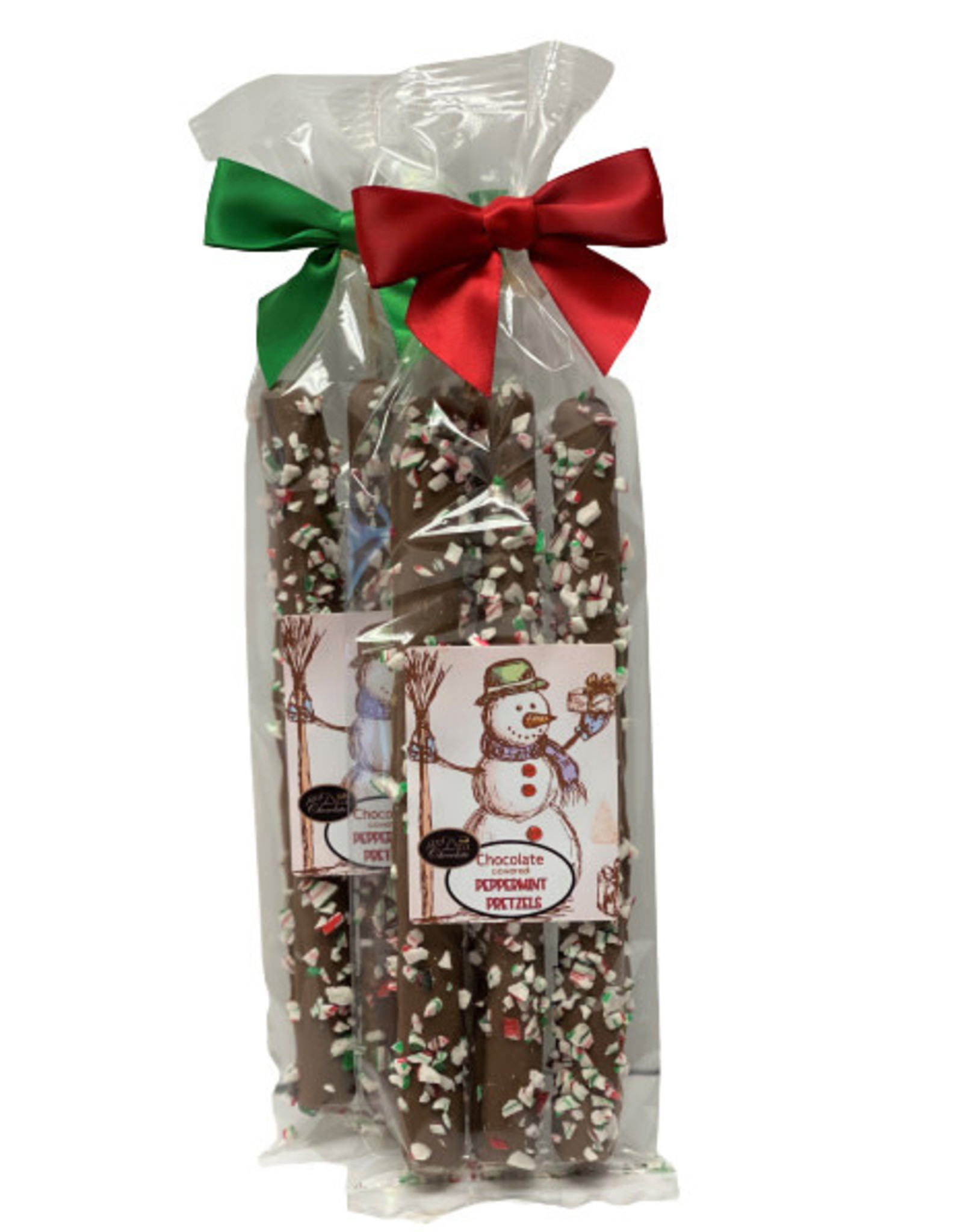 anDea Chocolates Milk & White Chocolate Covered Pretzels with Peppermint Candy