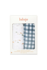 Lulujo Baby Lulujo Boho 2pk Cotton Swaddles, Fish/Navy Gingham